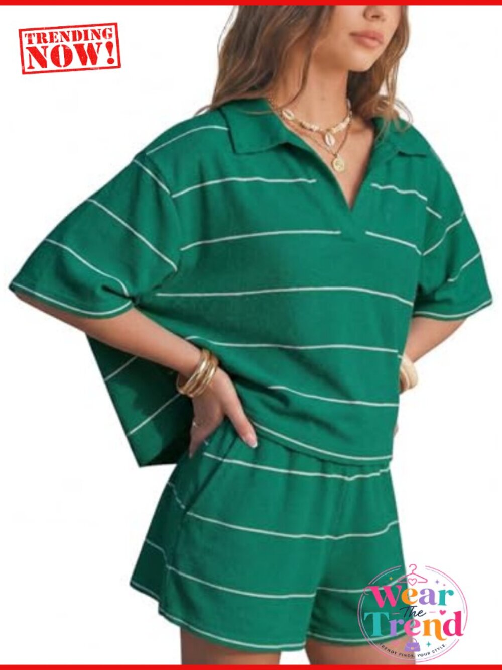 Faux Cashmere Sweater Knit Polo Top & Shorts 2 Piece Set Lounge Vacation